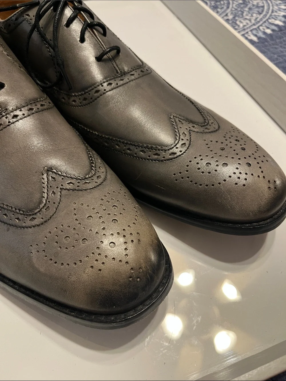 Ben Sherman Gray Leather Wingtip Derbys